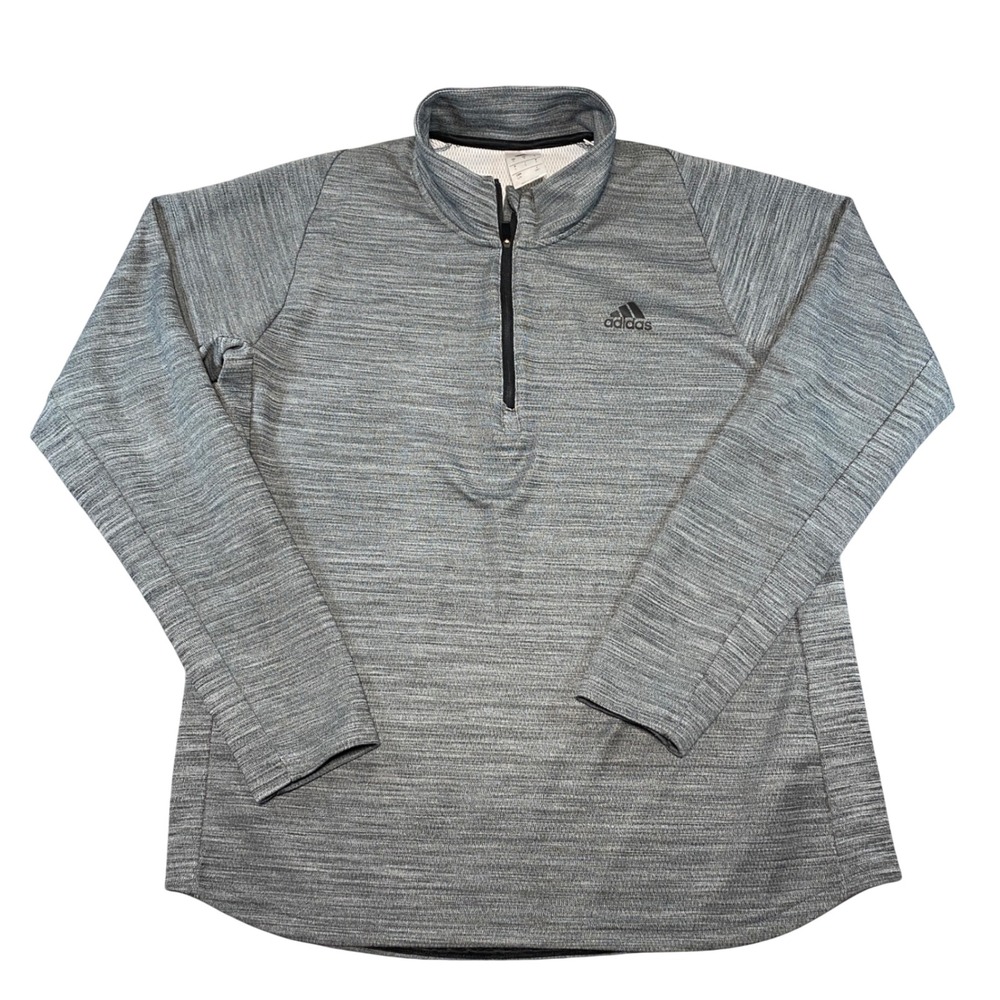 Adidas Mens Quarter Zip‎ Pullover Grey Space Dye Heathered D96162 Size Large